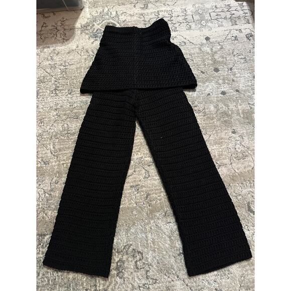 🔥FLASH SALE🔥 zara black knit crochet pants with skirt knit kids girls size 9-10 - Picture 7 of 8
